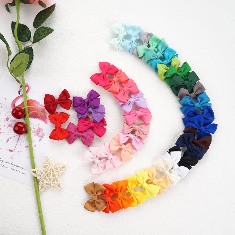 CellElection 80Pcs Hair bow Clips 2Inch Mini Hair Clips for Baby Fine Hair Grosgrain Ribbon Bows Metal Alligator Clips Non-slip Baby Hair Clips for Baby Girls Infants Toddlers 40 Colors in Pairs - Image 5